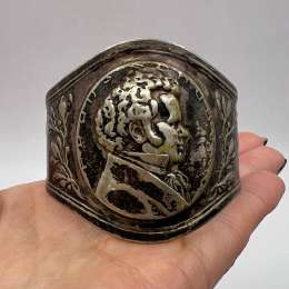 1928 Berndorf Antique Collectible Coin Silver Engraved Napkin Ring Medallion