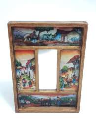Reverse Glass Painting Mirror Stained Glass Folk Art Peru Wall Picture Mirror
