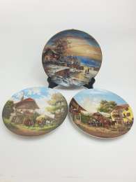 3 Seltmann Weiden Porcelain Wall Plates Collection Set with Certificate, Vintage