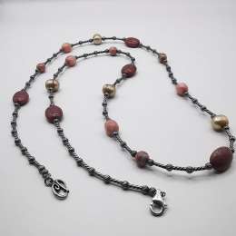 Vintage Women's Fine Chain Jewelry 925 Sterling Silver Pearl Rhodolite   40,40g