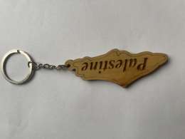KEY CHAIN OLIVE WOOD  THE SHAPE OF PALESTINE MAP