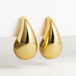 Vintage gold plated women's shiny stainless steel teardrop shape lightweight