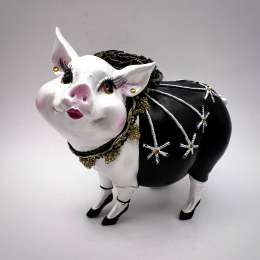 Souvenir Decorative Figure Statue Toy Black Pig Table Piggy Bank Resin