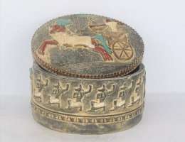 RARE ANCIENT EGYPTIAN Anubis and Ramses II Hunting Jewelary Box Old Pharoh