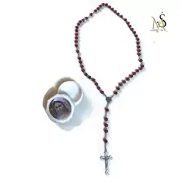 Vintage Rosary Beads Jesus Red made IN Jerusalem Mary old Gift Holy Religious