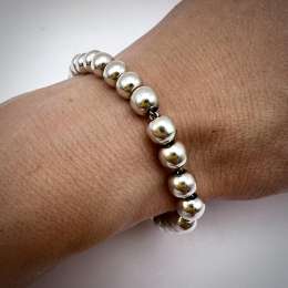 Fine Vintage Sterling Silver 925 Balls Beads Women's Jewelry Bracelet 13.5 gr