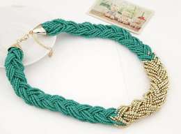 BOHO CHIC BEADED COLAR NECKLACE BLUE WOMEN FASHION JEWELRY
