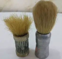 2Primitive Vintage Men's Shaving Brush Bath Old Collectible Israel Silver Plated