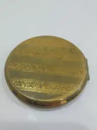 Vintage England Stratton Vanity Trinket Powder Box Brass Compact Gold Mirror