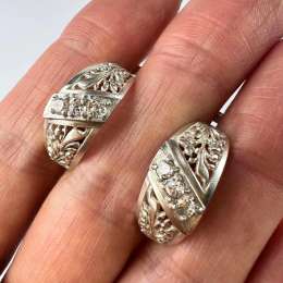 Vintage Pair Of Stud Earrings Sterling Silver 925 Jewelry Women's Beautiful 4.8g