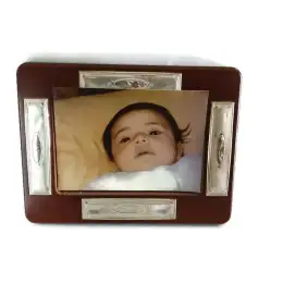 Vintage Wooden Personalised Photo Frame Family Souvenir Charm A rectangle Silver