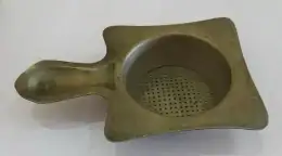 Antique Vintage Rare Tea Strainer Brass Middle East Handle Signed BMF 101 Gram