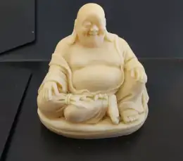 Mini Vintage Chinese Buddha Resin Laughing Sitting Statue Figurine Happy Figure