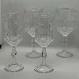 Vintage Set of Four Crystal white Goblet Water glasses