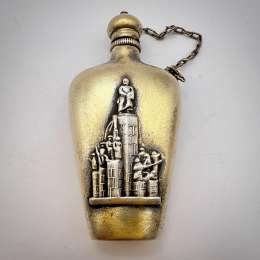 1956 Vintage Gilt Sterling Silver 875 Bottle Flask Flacon Perfume Oil Marked