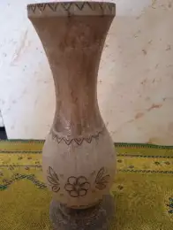 Old Wood Vase Vintage Carved Hand Art Signed Decor Primitive Wooden Handmade 8