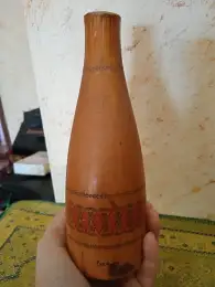 Wood Vase Vintage Carved Hand Art Signed Bacau Decor Primitive Wooden Handmade 8