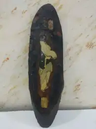 Vintage Handmade Olive Wood Hanging Wall Japan Women Girl Wooden Decorative Art