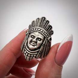 Massive Vintage Silver 800 Women's Men's Jewelry Ring Indian Chief Signed Size 6