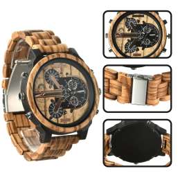 Large Dial Wooden Wrist Watches Mens Watch montre en bois Fashion Business Wood