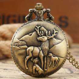 Classic Vintage Carved Pocket Watch with Chain - Unisex Quartz Pendant Necklace