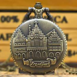 Vintage Bronze Bell Tower Castle Quartz Pocket Watch - Nostalgic German Franfok