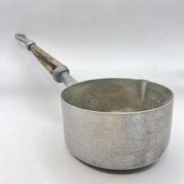 Vintage Collectible Cookware Scoop Sauce Pan Pot Aluminum Wood Handle Marked