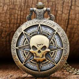 Retro Ghost Head Skeleton Men's Pocket Watch - Timeless Vintage Quartz Timepiece