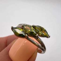 Vintage USSR Ring Sterling Silver 925 Stone Green Jewelry Fine Women's Size 7 US