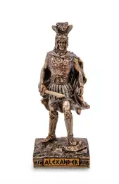 ALEXANDER THE MACEDONIAN Statue Figure Polystone Bronze Decor Gift Italy 3.5