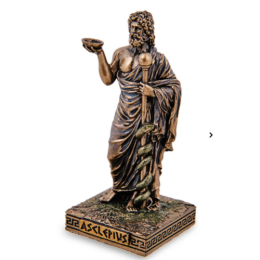 ASCLEPIO God of Medicine Healing Statue Figure Polystone Bronze Decor Gift 3.3