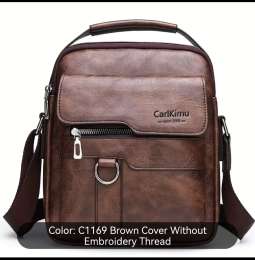 Men PU Leather Crossbody Messenger Bag Shoulder Handbag Travel Work Business Bag