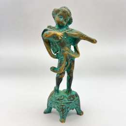 Antique Viennese Cast Bronze Collectible Handmade Figure Statue Boy Putti Decor