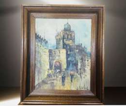 Expressionism Oil Painting Artwork with Frame Picture Painting Oil Painting City