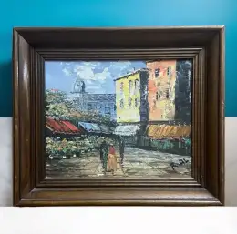 Vintage Original Oil On Canvas Impressionist Painting Artist signature ( R.AL )