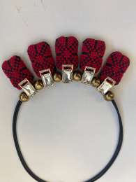 Women's Golden Plated Metal Chain Embroidered Wool Red Black Fiber