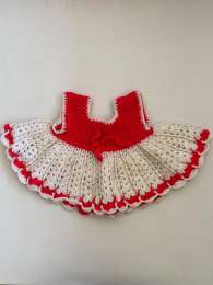 Handcrafted Red Wool Handmade Granny Poncho Dress New Born Size Red Color