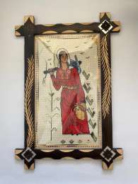 Handcrafted Embroidery Woman Palestinian Needle craft Wooden Frame 65x45cm