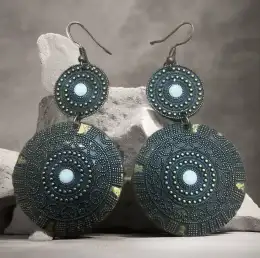 Earrings Medallion bronze earrings cosplay dangle drop