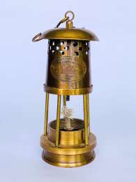 Vintage Brass Royal Navy London 1920 Ship Miner Oil Lamp h=17 cm