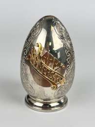 Heavy Vintage Collectible Silver Plated Desk Souvenir Egg Home Decor
