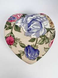 Vintage Textile Trinket Box Heart For Jewelry