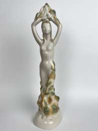 Tall Vintage Soviet Porcelain Statue Figure Girl Lady Spring Ukraine 30 cm