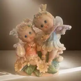 Children playing to perfection little princesses figurine made of resin