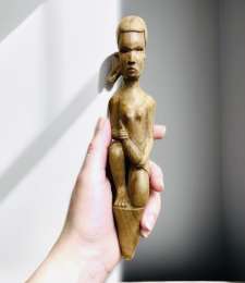 African Statues ,Woman Wood Carved Figurine Hand Made Antique Height 20 cm