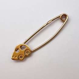 Vintage Rose Gold 585 14K Women's Jewelry Safety Pin Brooch Needle Car 0.9 gr