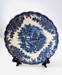 1 Vintage Myott The Brook Plate Blue Ware England  1982 The plate weight is 145