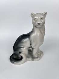 Polonne Vintage Soviet Porcelain Figure Statue Puma Ukraine Marked 15 cm