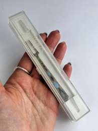 Vintage Gilt Sterling Silver 875 Enamel Fork for Lemon Fruits Olive Signed Box