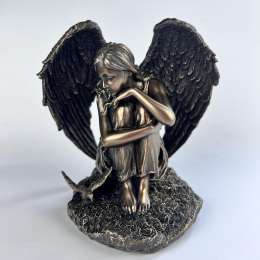 Angel Girl Statue Figure Polystone Bronze Home Decor Made in Italy 18 cm